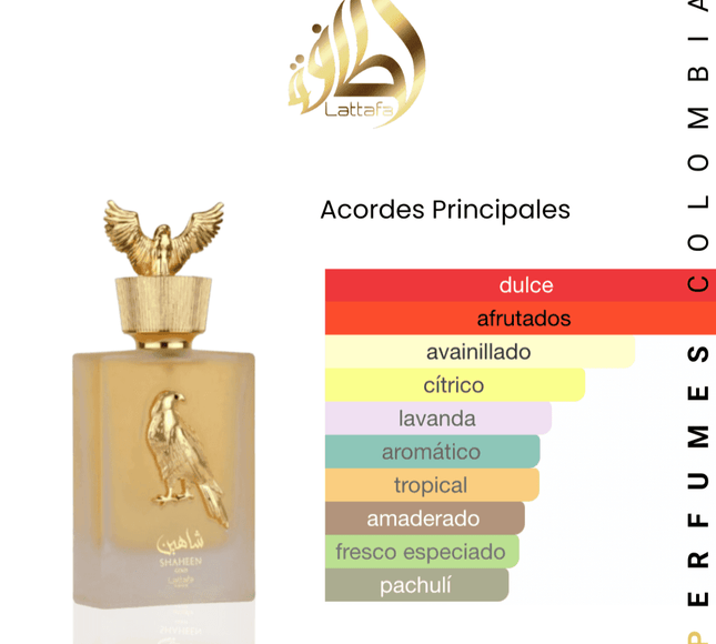 Shaheen Gold Lattafa 100ml EDP 1.1 Premium - Perfumes Colombia